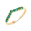 0.31 Ct Round Green Zambian Emerald Prong 10K Yellow Gold Half Eternity Ring by Fine Color Jewels