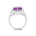 3.53 Ct Heart Purple Amethyst and White Topaz Prong Silver Halo Promise Ring by Fine Color Jewels