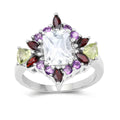 White Topaz Multi Stone Cocktail Sterling Silver Ring by Fine Color Jewels