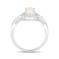 Ethiopian Opal Halo Pave Silver Ring by Fine Color Jewels