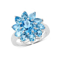 Natural Swiss Blue Topaz Flower Ring by Fine Color Jewels
