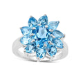 Natural Swiss Blue Topaz Flower Ring by Fine Color Jewels