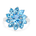 Natural Swiss Blue Topaz Flower Ring by Fine Color Jewels