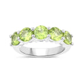 3.25 Ct Oval Green Peridot Prong Silver 5 Stone Ring by Fine Color Jewels