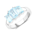 Genuine Blue Topaz Three Stone Ring by Fine Color Jewels