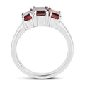 2.80 Ct Octagon Red Garnet Prong Silver Three Stone Ring by Fine Color Jewels