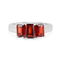 2.80 Ct Octagon Red Garnet Prong Silver Three Stone Ring by Fine Color Jewels