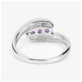 0.54 Ct Round Purple Amethyst Channel Silver Three Stone Bypass Ring by Fine Color Jewels