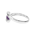 0.54 Ct Round Purple Amethyst Channel Silver Three Stone Bypass Ring by Fine Color Jewels