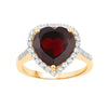5.86 Ct Heart Red Garnet Prong Silver Halo Pave Promise Ring