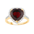 5.86 Ct Heart Red Garnet Prong Silver Halo Pave Promise Ring by Fine Color Jewels