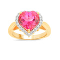 Genuine Pink Topaz Heart Halo Ring by Fine Color Jewels