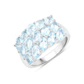 Genuine Blue Topaz Cluster Ring Silver by Fine Color Jewels