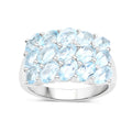 Genuine Blue Topaz Cluster Ring Silver by Fine Color Jewels