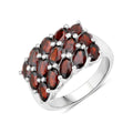 4.20 Ct Oval Red Garnet Prong Silver Cluster Ring by Fine Color Jewels