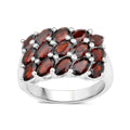 4.20 Ct Oval Red Garnet Prong Silver Cluster Ring by Fine Color Jewels