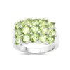 3.45 Ct Oval Green Peridot Prong Silver Cluster Ring