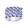 3.60 Ct Oval Violet Tanzanite Prong Silver Cluster Ring by Fine Color Jewels