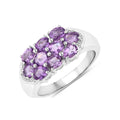 1.60 Ct Oval Purple Amethyst Prong Silver Cluster Ring by Fine Color Jewels