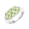 1.70 Ct Oval Green Peridot Prong Silver Cluster Ring by Fine Color Jewels
