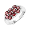 2.10 Ct Oval Red Garnet Prong Silver Cluster Ring by Fine Color Jewels