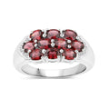 2.10 Ct Oval Red Garnet Prong Silver Cluster Ring by Fine Color Jewels