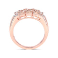 1.50 ct Oval Pink Morganite Prong 18K Rose Gold Plated Silver Cluster Ring by Fine Color Jewels