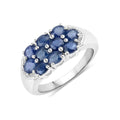 2.00 Ct Oval Blue Sapphire Prong Silver Cluster Ring by Fine Color Jewels