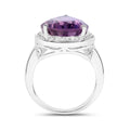 9.00 Ct Pear Lavender Amethyst Prong Silver Halo Statement Ring by Fine Color Jewels