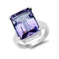 11.47 Ct Octagon Purple Amethyst Prong Silver Bold Solitaire Statement Ring by Fine Color Jewels