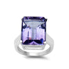 11.47 Ct Octagon Purple Amethyst Prong Silver Bold Solitaire Statement Ring