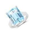 Genuine Blue Topaz Statement Solitaire Ring by Fine Color Jewels