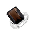 Genuine Brown Smoky Quartz Solitaire Ring by Fine Color Jewels