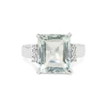 5.54 Ct Octagon Green Amethyst and White Topaz Prong Silver Solitaire Ring by Fine Color Jewels