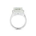 5.54 Ct Octagon Green Amethyst and White Topaz Prong Silver Bold Statement Ring by Fine Color Jewels
