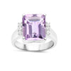 5.94 Ct Octagon Pink Amethyst and White Topaz Prong Silver Cocktail Ring