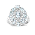 Genuine Aquamarine Cluster Ring by Fine Color Jewels