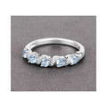 Genuine Aquamarine 5 Stone Ring by Fine Color Jewels