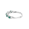 0.54 Ct Round Green Zambian Emerald and White Topaz Prong Silver 5 Stone Ring by Fine Color Jewels