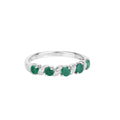 0.54 Ct Round Green Zambian Emerald and White Topaz Prong Silver 5 Stone Ring by Fine Color Jewels