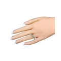 0.54 Ct Round Green Zambian Emerald and White Topaz Prong Silver 5 Stone Ring by Fine Color Jewels