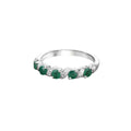0.54 Ct Round Green Zambian Emerald and White Topaz Prong Silver 5 Stone Ring by Fine Color Jewels