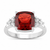 3.50 Ct Cushion Red Mozambique Garnet Lab Diamond Prong Silver Cocktail Ring