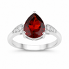 2.45 Ct Pear Red Mozambique Garnet & Lab Diamond Prong Silver Cocktail Ring