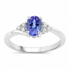 0.75 Ct Oval Violet Tanzanite & Lab Diamond Prong Sterling Silver Bypass Ring