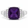 1.45 Ct Cushion Purple Amethyst Lab Diamond Prong Silver Bridge Ring