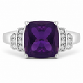 1.45 Ct Cushion Purple Amethyst Lab Diamond Prong Silver Bridge Ring by Fine Color Jewels