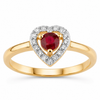 0.13 Ct Round Pink Ruby & Diamond Prong 14K Yellow Gold Halo Heart Ring
