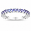 1.70 Ct Round Violet Tanzanite Prong Rhodium Plated Silver Eternity Ring