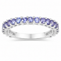 1.70 Ct Round Violet Tanzanite Prong Rhodium Plated Silver Eternity Ring by Fine Color Jewels